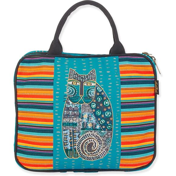 Laurel Burch Cat Cosmetic Makeup Travel Tote - Hippie Kitty, Blue NWT - Picture 1 of 3